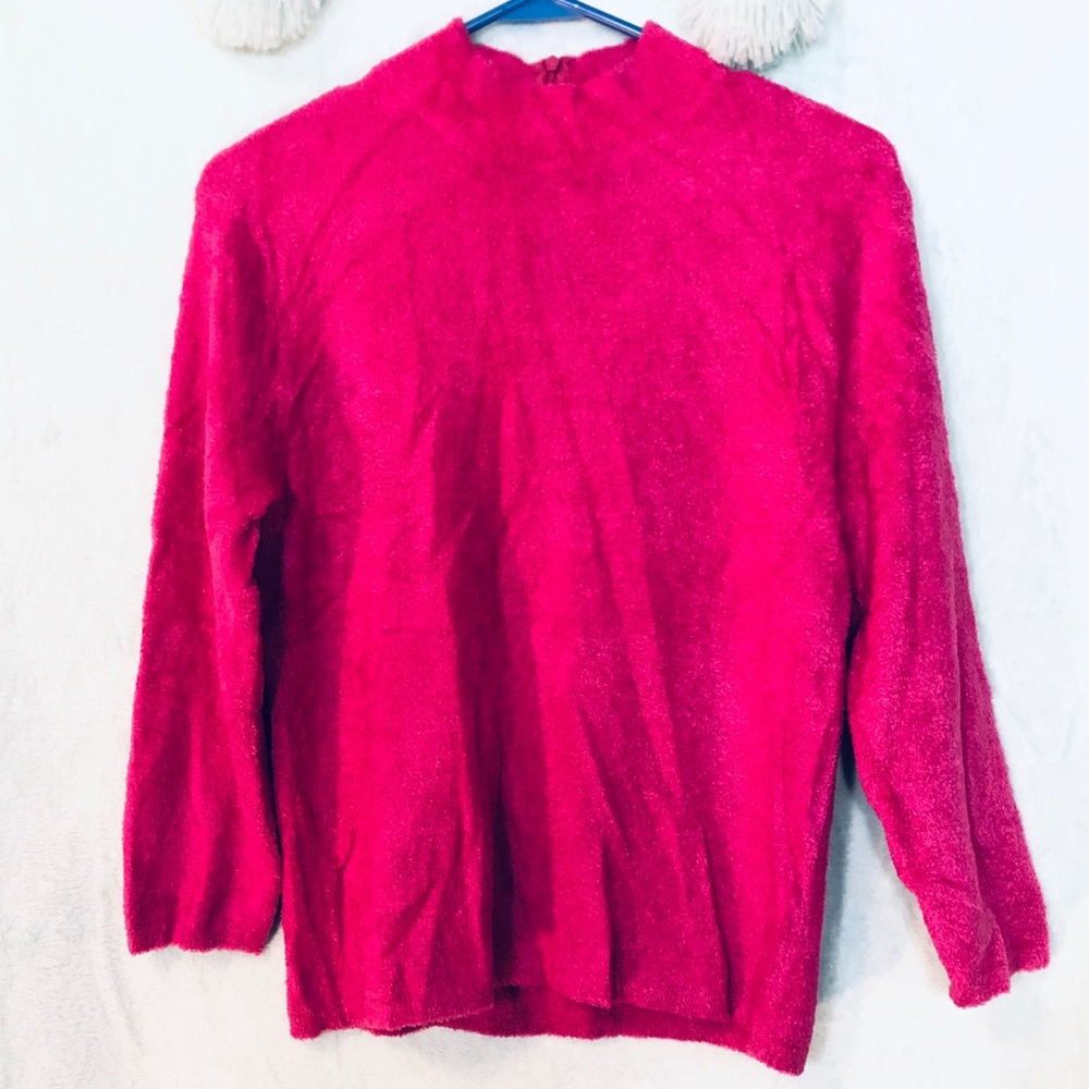 ❄️Koret Petite pink furry mock turtleneck sweater